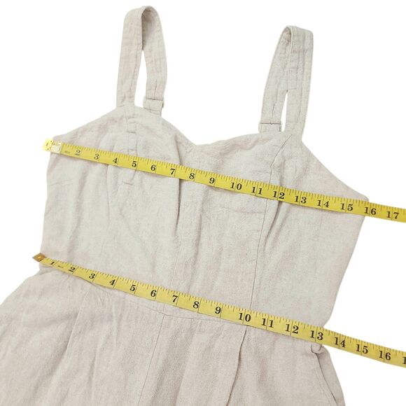 Old Navy Jumpsuit Womens Medium Beige Fit & Flare Linen Blend Beach Coastal - Picture 10 of 12